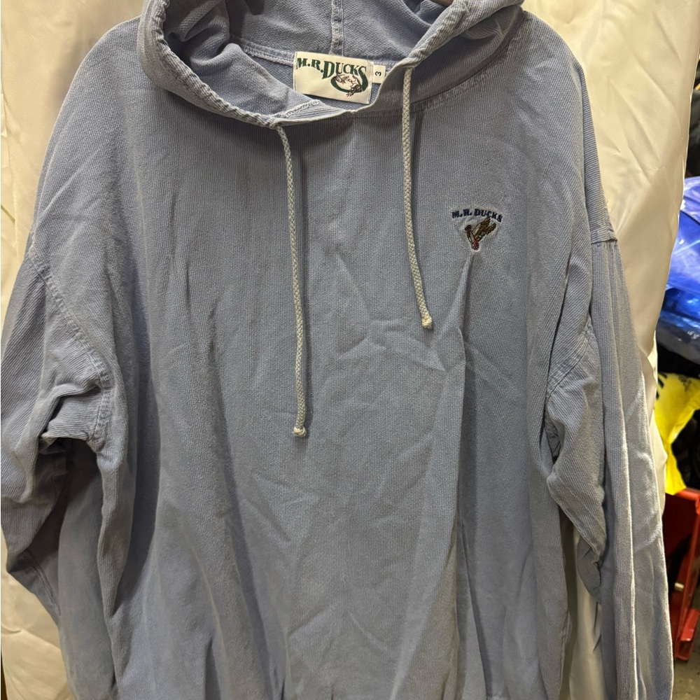 Vintage M.R. Ducks Blueish Grey Ribbed Hoodie